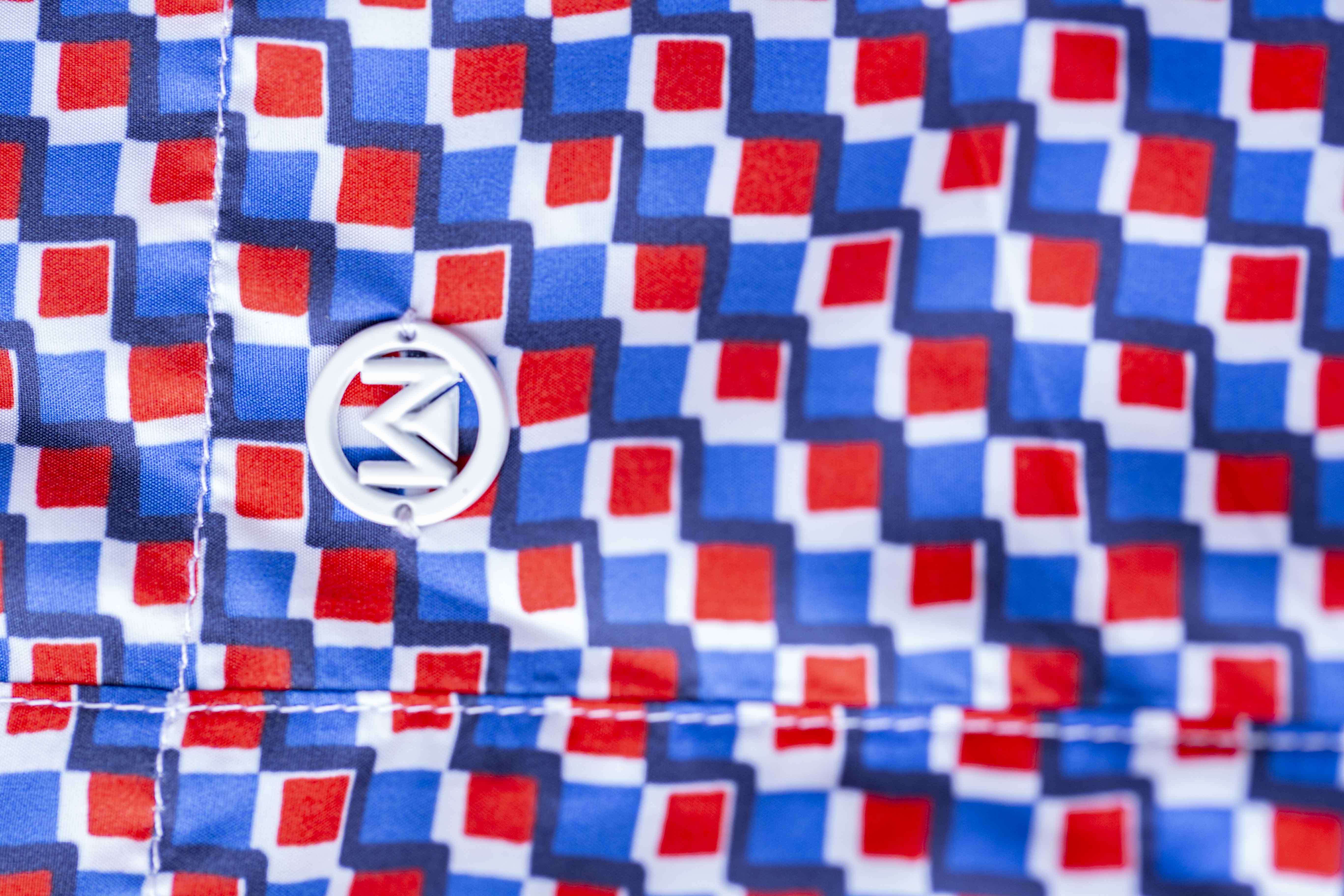 Bermuda – Stampa a cubi rosso e blu