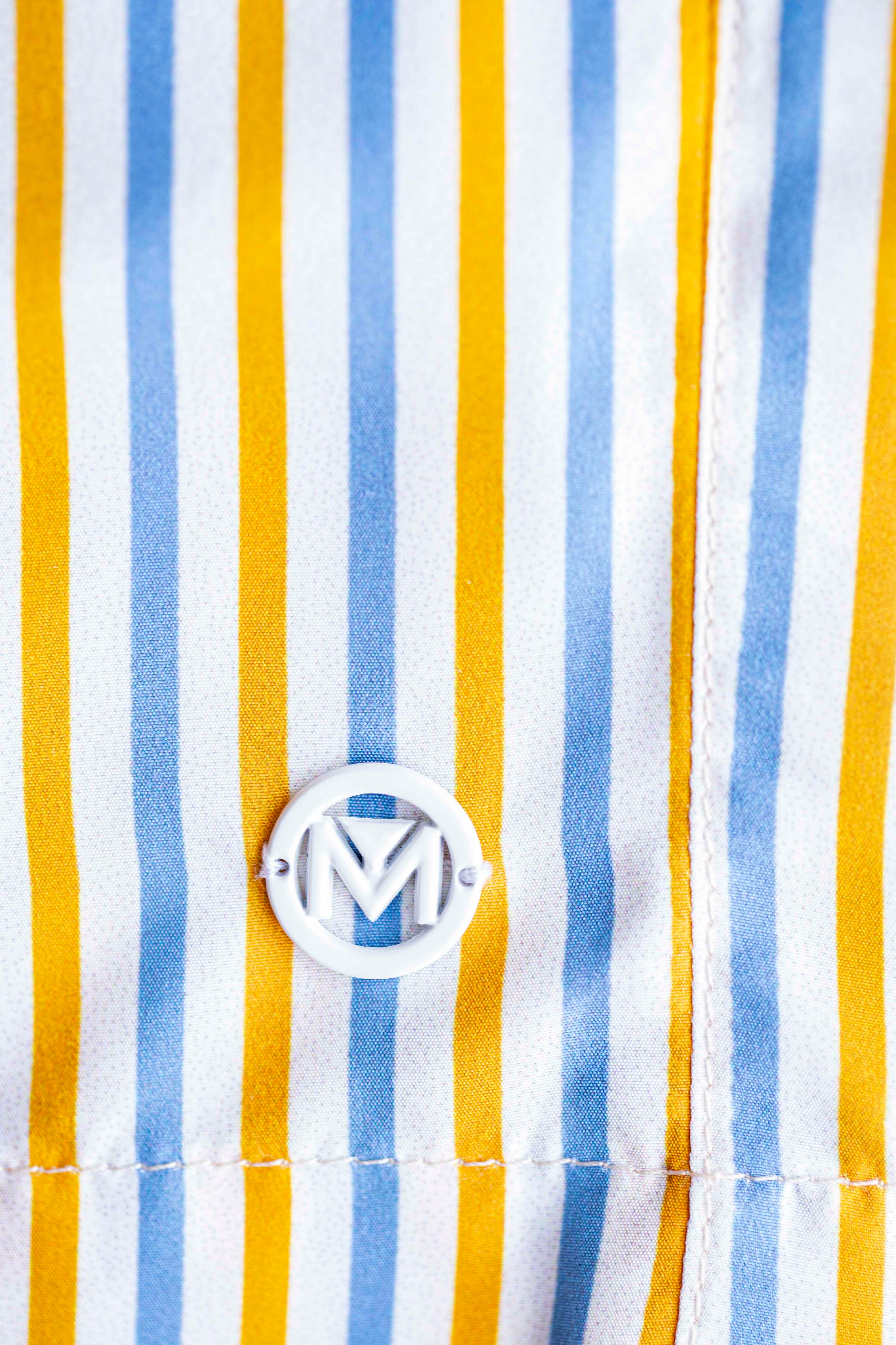 Bermuda – Stampa a righe celesti e gialle