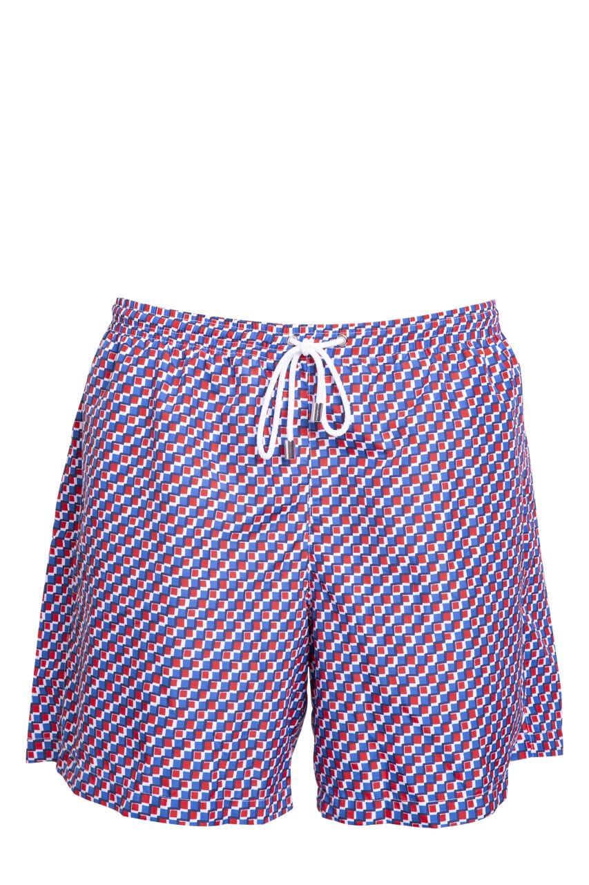 Bermuda – Stampa a cubi rosso e blu