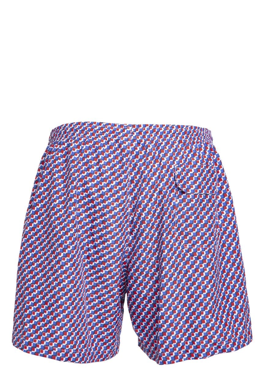 Bermuda – Stampa a cubi rosso e blu