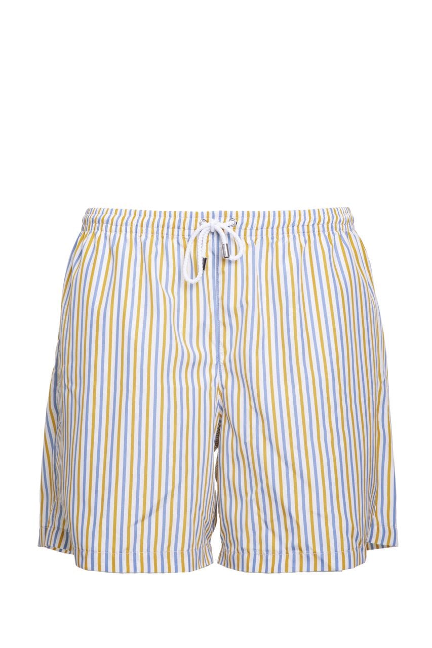 Bermuda – Stampa a righe celesti e gialle